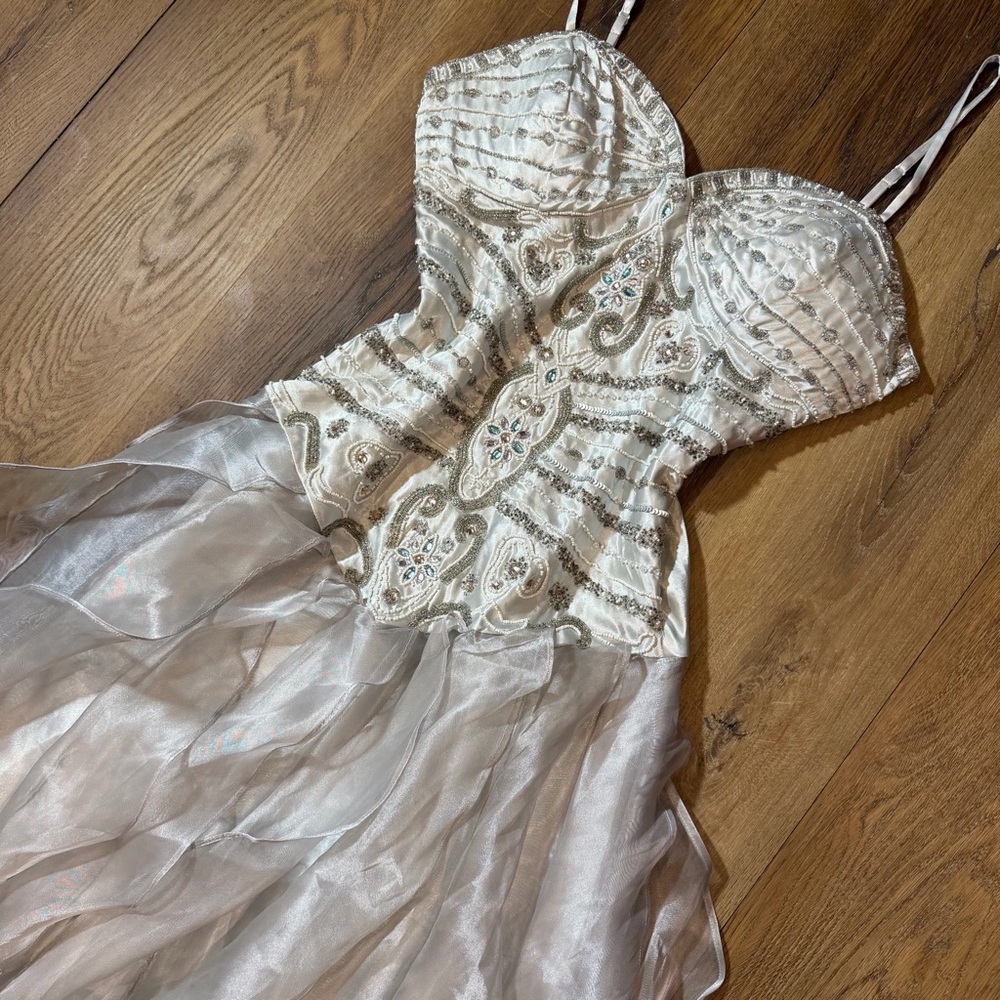Vintage Y2K Beaded Dress Vintage Beaded Dress Vintage Prom Dress Fairy Silver